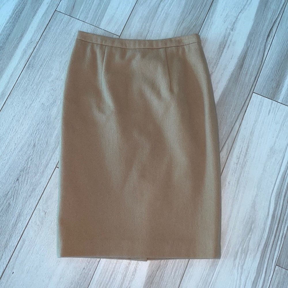 MICHAEL KORS TAN WOOL PENCIL SKIRT 0